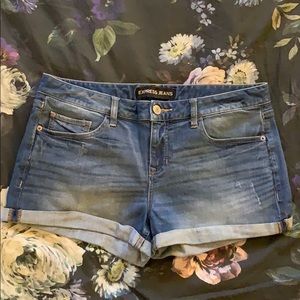 Express Mid-Rise Cuffed Denim Shorts